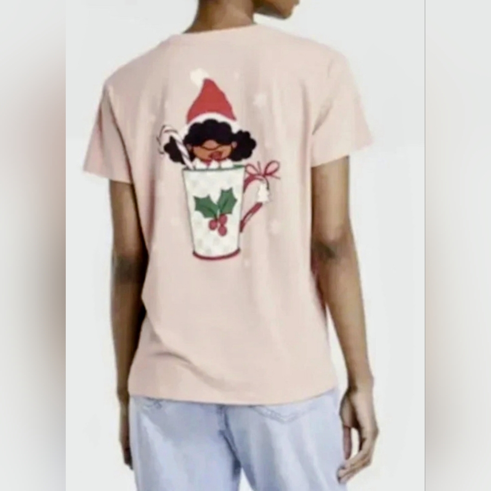 Doing A Latte For Christmas Graphic Shirt Size XXL Tan Peach New With Tags